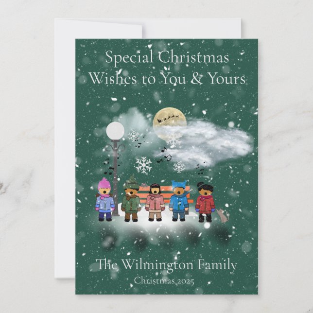 Tarjeta plana de Navidades fotográficos de la fami (Anverso)