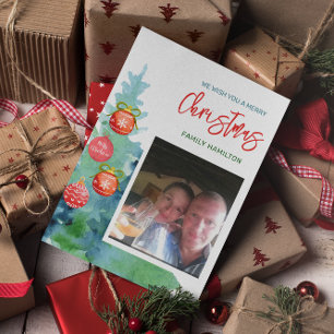 Tarjeta plana de Navidades fotográficos de presupu