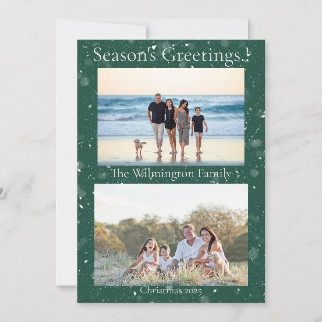 Tarjeta plana de Navidades fotográficos familiares (Anverso)