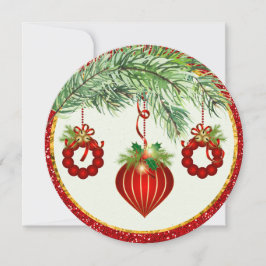 Tarjeta plana de Navidades redondeados de ornament