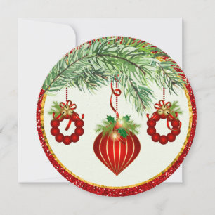 Tarjeta plana de Navidades redondeados de ornament