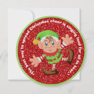 Tarjeta plana de Navidades redondos de Elf Cuadros