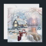 Tarjeta plana de Navidades Snowman para Winter Ghe<br><div class="desc">Tarjeta de Navidades de Snowman Ghear invierno. Creación por Tyra O'Bryant</div>