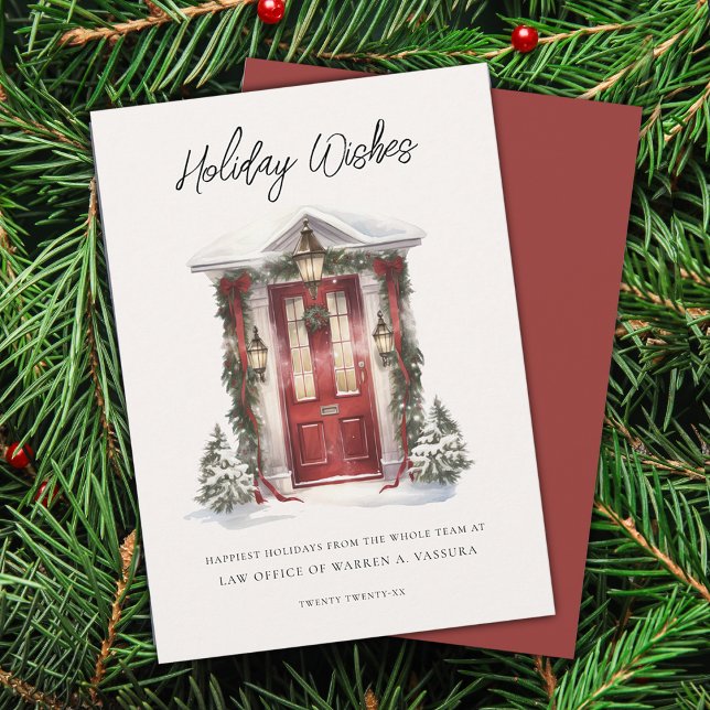 Tarjeta plana de negocios de deseos de vacaciones  (Modern Holiday Wishes Business Flat Holiday Card)