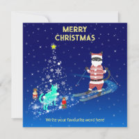 Tarjeta plana de noche de Santa Claus que calienta