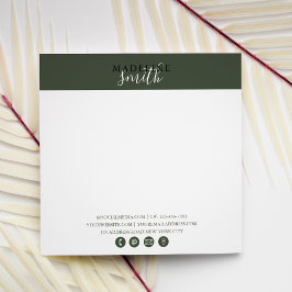 Tarjeta plana de nota con escritura verde oscuro c