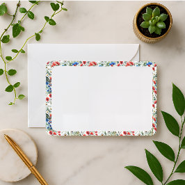 Tarjeta plana de nota de amapola de margarita de f