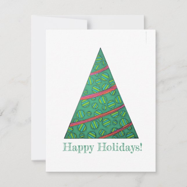 Tarjeta plana de nota de árbol de fiesta (Anverso)
