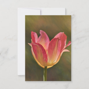 Tarjeta plana de nota de arte de tulipán rosa melo