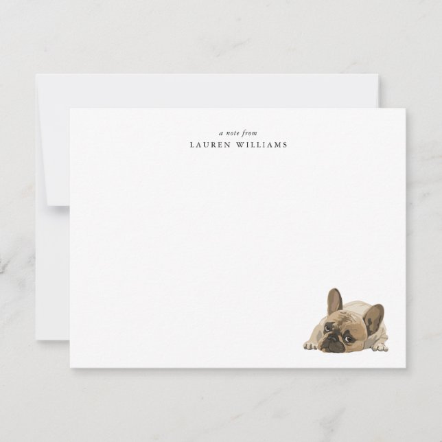 Tarjeta plana de nota de cachorro de Bulldog Franc (Anverso)