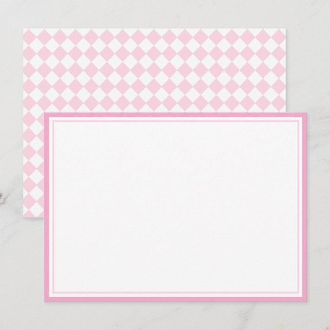 Tarjeta plana de nota de diseño clásico rosa claro (Anverso / Reverso)