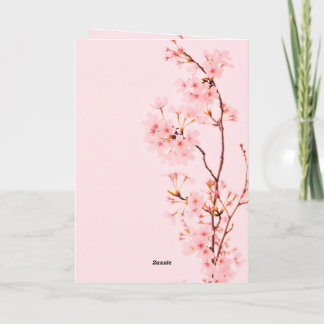 Tarjeta plana de nota de flor de mármol rosa