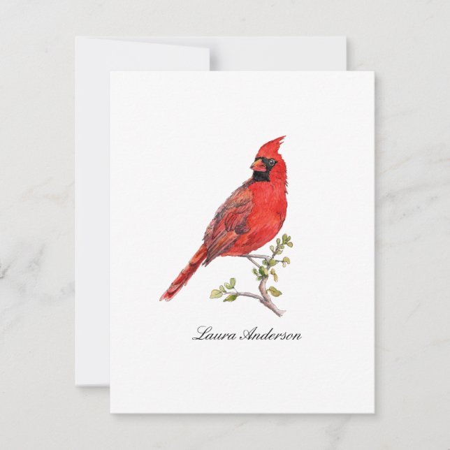 Tarjeta plana de nota de pájaro cardenal (Anverso)