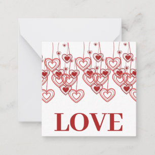 Tarjeta plana de nota del día de San Valentín de c