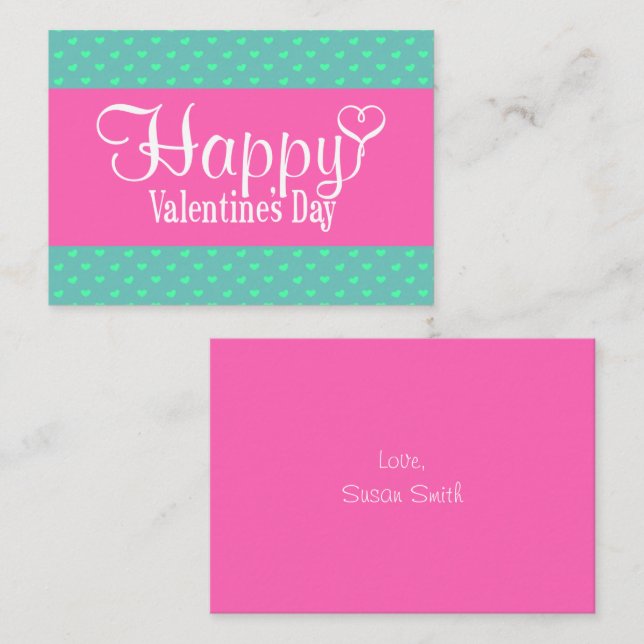 Tarjeta plana de nota del día de San Valentín (ros (Anverso / Reverso)