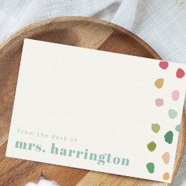 Tarjeta plana de nota del profesor juguetón y colo