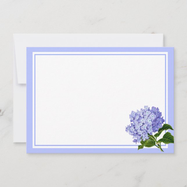 Tarjeta plana de nota - Hortensia Azul (Anverso)