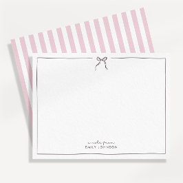 Tarjeta plana de nota rosa, marrón y rayas