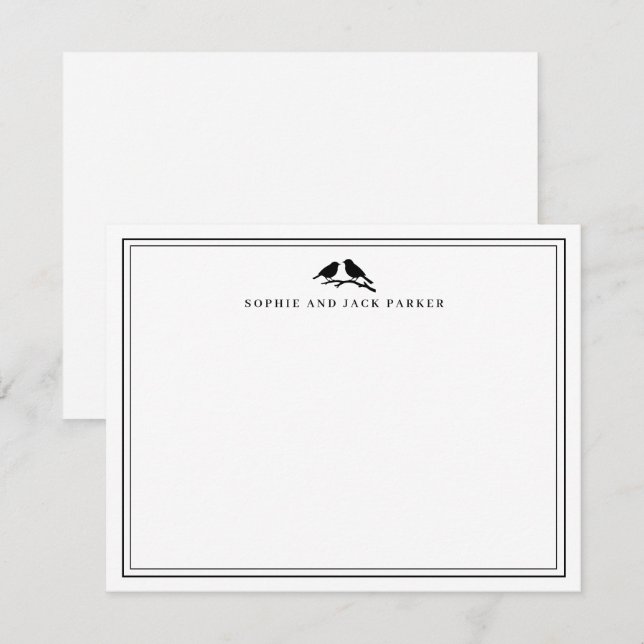 Tarjeta plana de notas elegante con dos bordes y p (Anverso / Reverso)