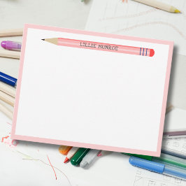 Tarjeta plana de notas simple rosa linda para niño