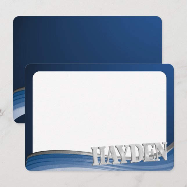 Tarjeta plana de Onda de Acero Gracias con Nombre (Anverso / Reverso)