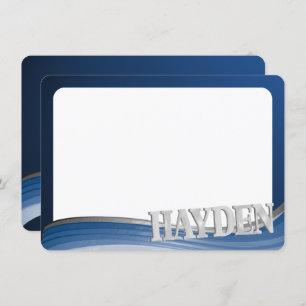 Tarjeta plana de Onda de Acero Gracias con Nombre