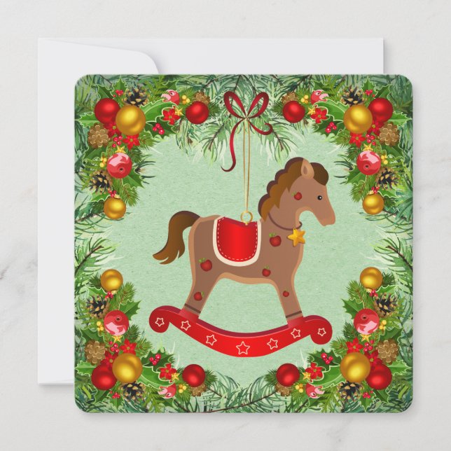 Tarjeta plana de ornamento de caballos de Roca de  (Anverso)