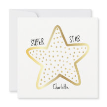 Tarjeta plana de oro de felicitaciones Super Star