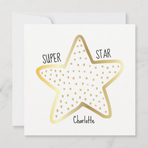Tarjeta plana de oro de felicitaciones Super Star
