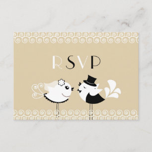 Tarjeta plana de pájaros Boda RSVP