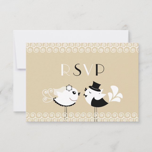 Tarjeta plana de pájaros Boda RSVP (Anverso)