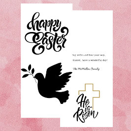 Tarjeta plana de pascua de color negro y blanco