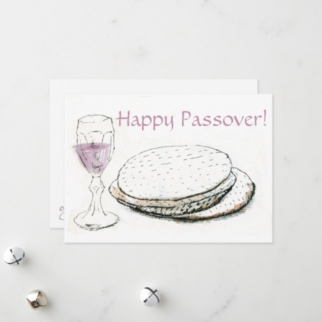 Tarjeta plana de Pascua Pesach de Saludo en Inglés (Anverso/Reverso In Situ)