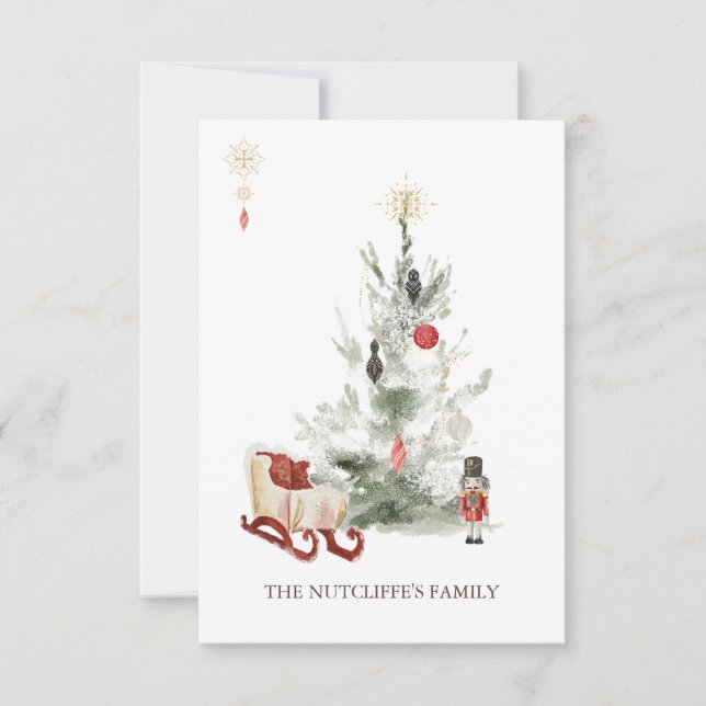 Tarjeta plana de pepitas de navidad verde (Anverso)