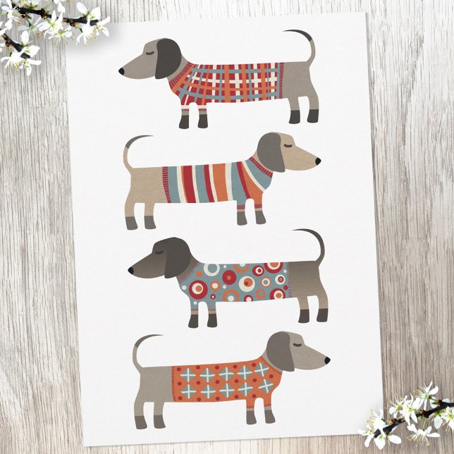 Tarjeta plana de perro Dachshund Sausage (Dachshund Wiener Sausage Dog flat card)