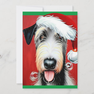 Tarjeta plana de perro lobo irlandés de Navidad ca