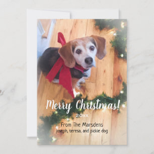 Tarjeta plana de Personalizable con beagle navideñ