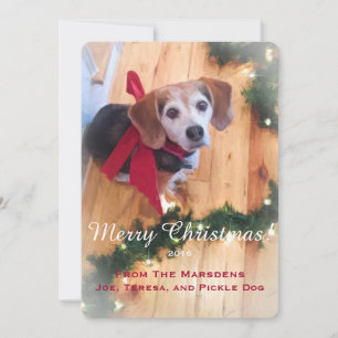 Tarjeta plana de Personalizable con beagle navideñ