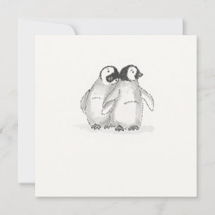 Tarjeta plana de pingüinos para bebés