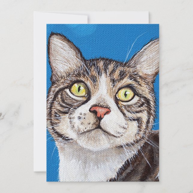 Tarjeta plana de pintura de gato en tabby (Anverso)