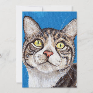 Tarjeta plana de pintura de gato en tabby