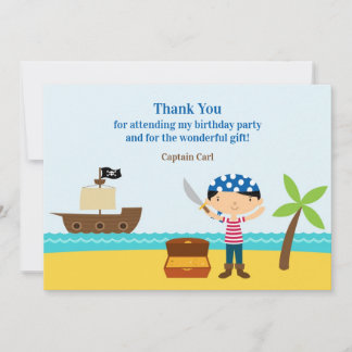 Tarjeta plana de pirata de agradecimiento