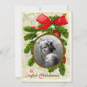 Tarjeta plana de plantilla de Navidad vintage