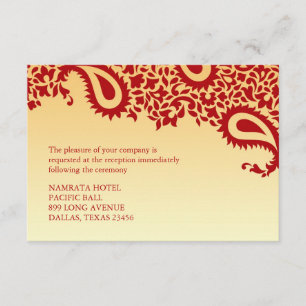 Tarjeta plana de recepción de boda al estilo indio