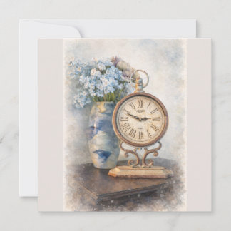 Tarjeta plana de reloj floral vintage – Cottage Co