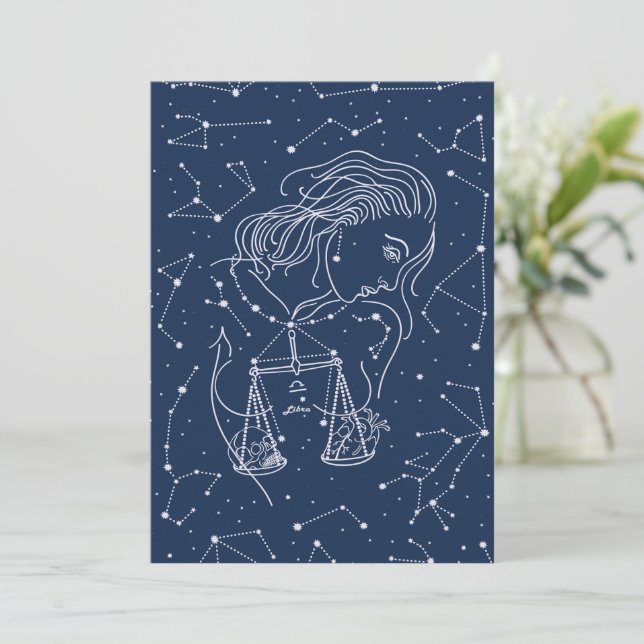 Tarjeta plana de Rótulo Libra Zodiac chica (Anverso de pie)