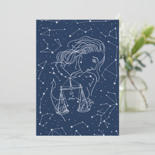 Tarjeta plana de Rótulo Libra Zodiac chica