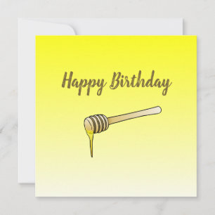Tarjeta plana de saludo de cumpleaños Honey Dipper