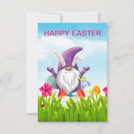 Tarjeta plana de saludo de Gnome de Pascua