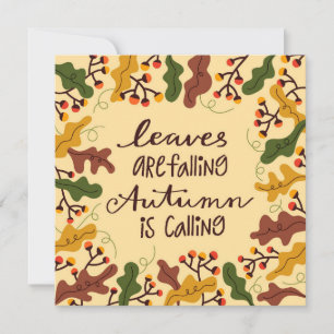 Tarjeta plana de saludo de hojas de otoño que caen